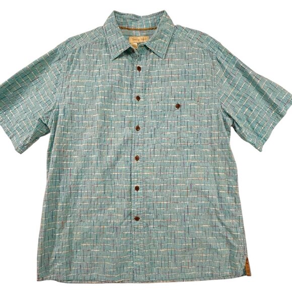 Territory Ahead Other - Territory Ahead Sz L Teal Green Geometric Print Short Sleeve Button Front Shirt
